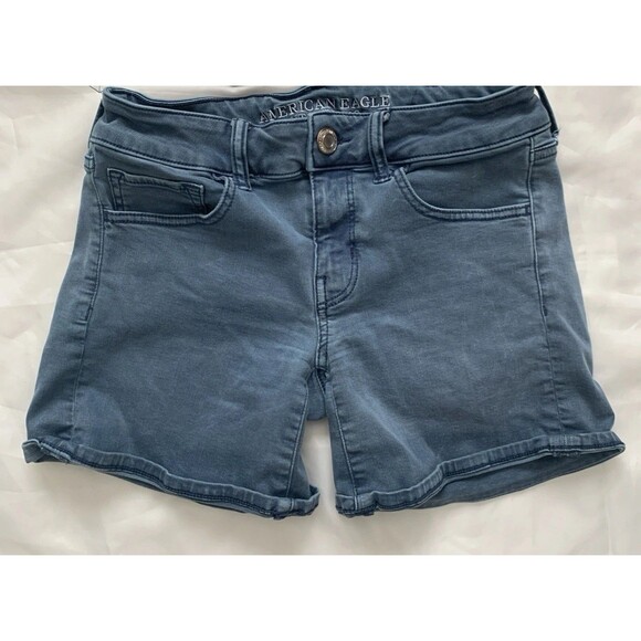 American Eagle Outfitters Super Stretch MIDI Shorts Blue Women’s Size 4 - Picture 3 of 7
